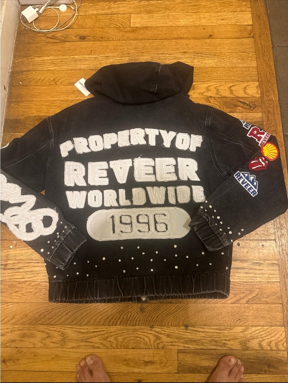Black Embroidered Kids Jacket - 'Property of Worldwide'